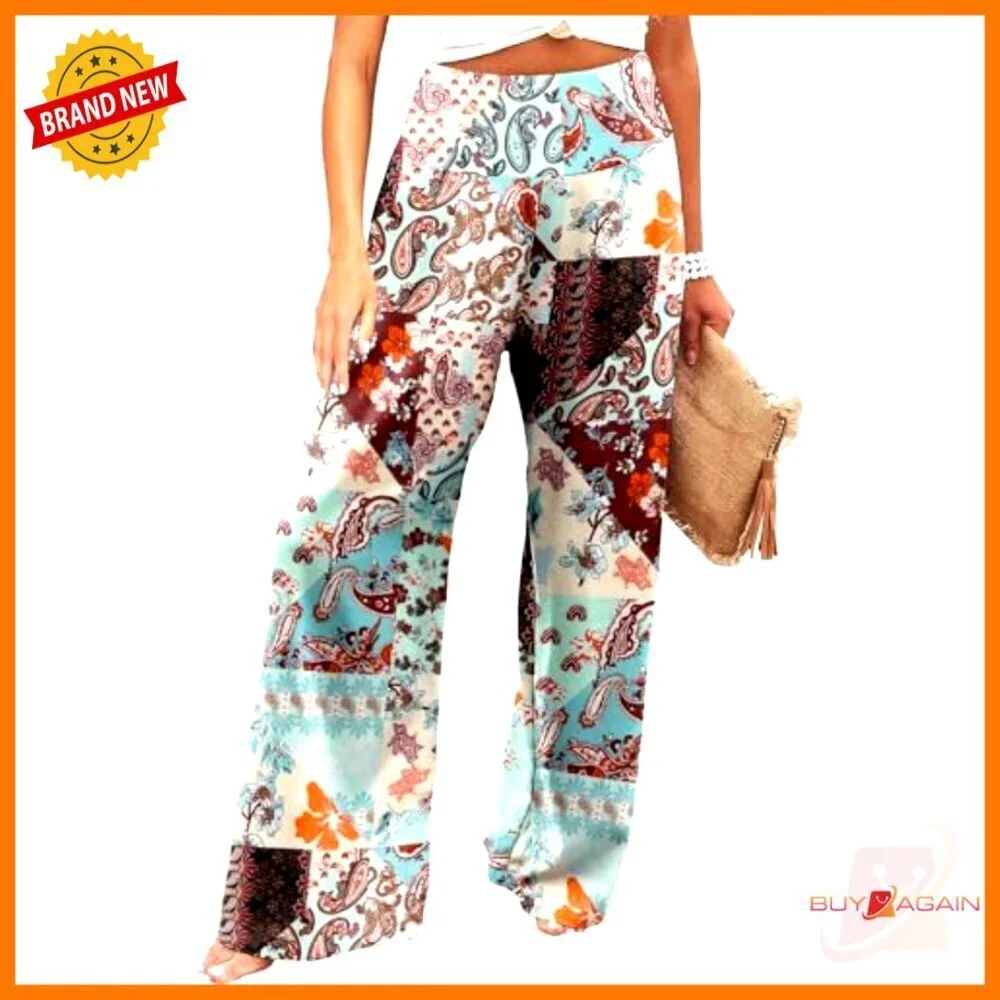 Stretchy High Waist Palazzo Pants Wide Leg Lounge Casual Comfy S-3XL